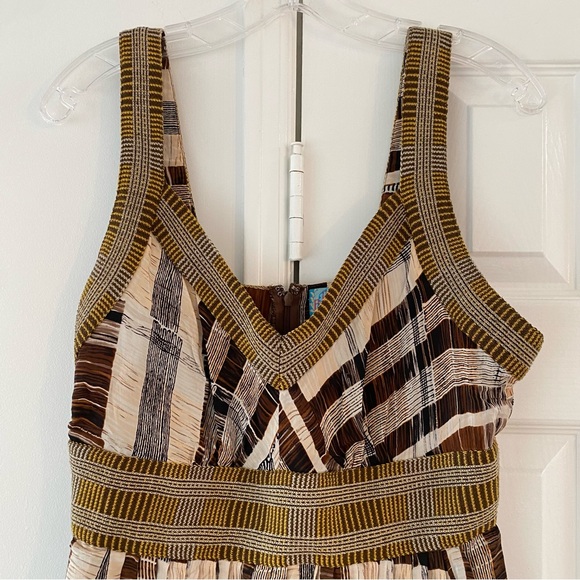 100% Silk Plenty by Tracy Reese Brown Plaid Dress w/ Bright Colored Back Panel - Picture 6 of 13